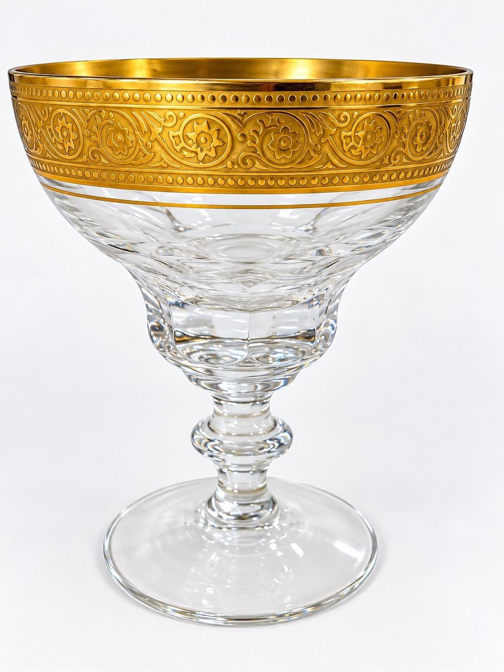 Set of 6 Vintage Theresienthal Concord Crystal Champagne Coupes, 24K Gold Minton